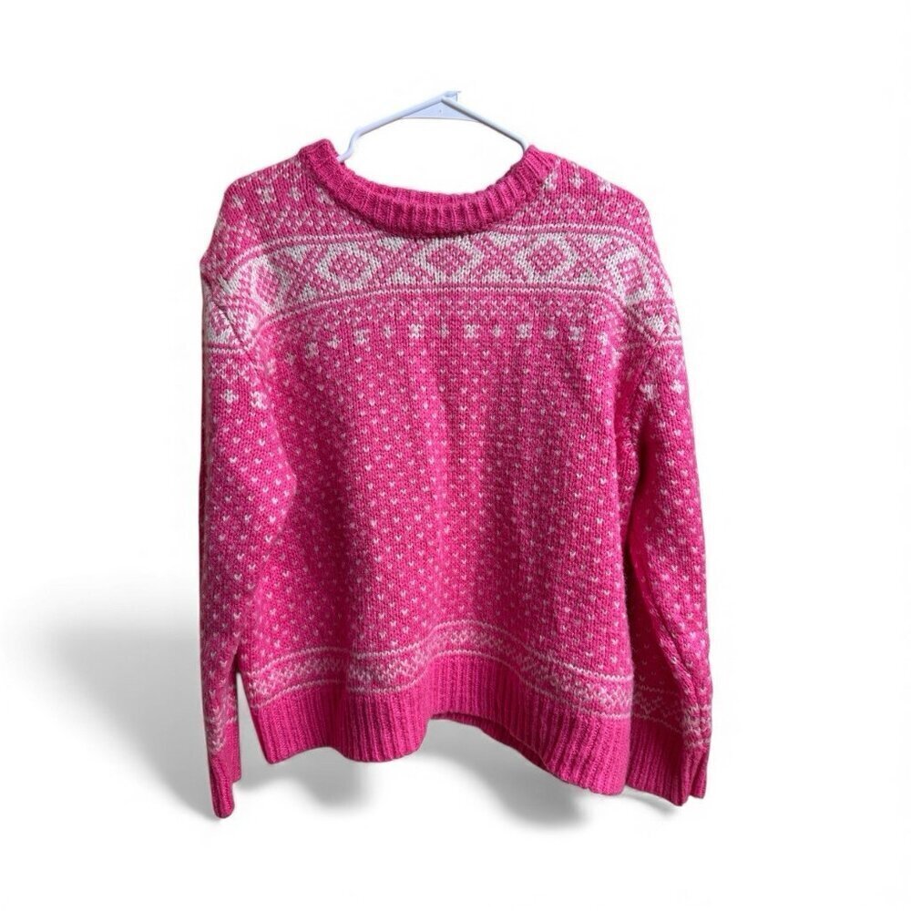 Lucca Pink Fair Isle Knit Sweater Women’s Small Acrylic Pullover
